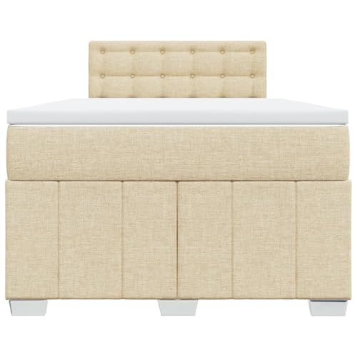 HEFZGDB Boxspringbett mit Matratze Creme 120x190 cm Stoff Jugendbett Bettgestell Familienbett Doppelbett für Gästezimmer Wohnbereich Schlafzimmer Herberge HEFZGDB Boxspringbett mit Matratze Creme 120x190 cm Stoff Jugendbett Bettgestell Familienbett Doppelbett für Gästezimmer Wohnbereich Schlafzimmer Herberge von HEFZGDB