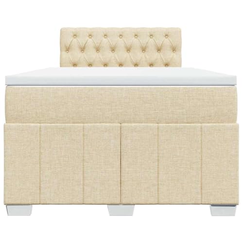 HEFZGDB Boxspringbett mit Matratze Creme 120x200 cm Stoff Jugendbett Bettgestell Familienbett Doppelbett für Gästezimmer Wohnbereich Schlafzimmer Herberge HEFZGDB Boxspringbett mit Matratze Creme 120x200 cm Stoff Jugendbett Bettgestell Familienbett Doppelbett für Gästezimmer Wohnbereich Schlafzimmer Herberge von HEFZGDB