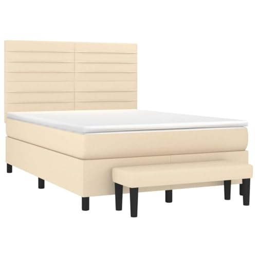 HEFZGDB Boxspringbett mit Matratze Creme 140x190 cm Stoff Jugendbett Gästebett Bed Frame Einzelbett für Schlafzimmer Gästezimmer Herberge Wohnbereich HEFZGDB Boxspringbett mit Matratze Creme 140x190 cm Stoff Jugendbett Gästebett Bed Frame Einzelbett für Schlafzimmer Gästezimmer Herberge Wohnbereich von HEFZGDB