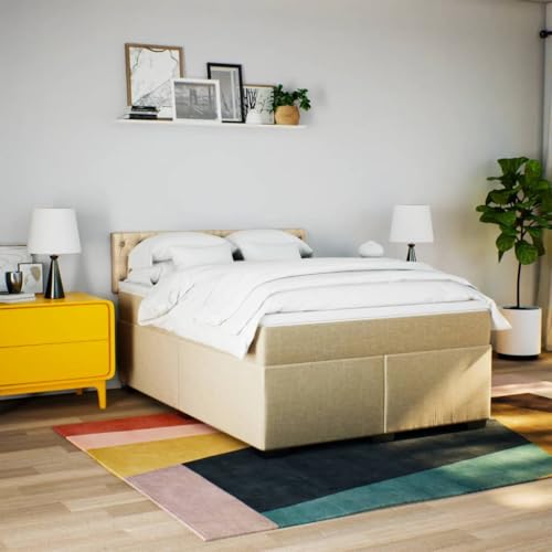 HEFZGDB Boxspringbett mit Matratze Creme 140x200 cm Stoff Daybed Gästebett Bettgestell Einzelbett für Gästezimmer Schlafzimmer Wohnbereich Herberge HEFZGDB Boxspringbett mit Matratze Creme 140x200 cm Stoff Daybed Gästebett Bettgestell Einzelbett für Gästezimmer Schlafzimmer Wohnbereich Herberge von HEFZGDB