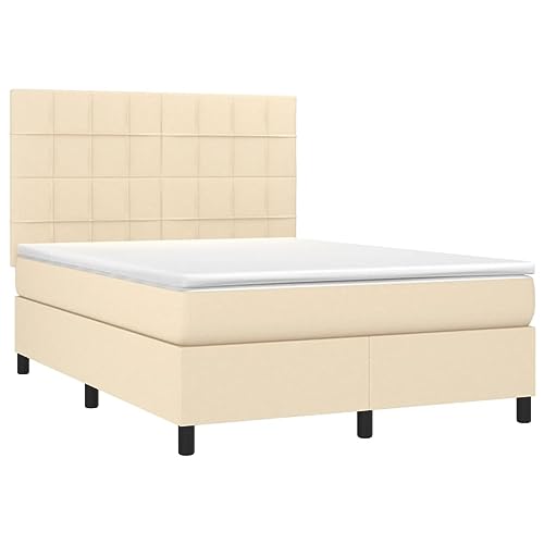 HEFZGDB Boxspringbett mit Matratze Creme 140x200 cm Stoff Double Bed Gästebett Bed Frame Doppelbett für Gästezimmer Wohnbereich Schlafzimmer Herberge HEFZGDB Boxspringbett mit Matratze Creme 140x200 cm Stoff Double Bed Gästebett Bed Frame Doppelbett für Gästezimmer Wohnbereich Schlafzimmer Herberge von HEFZGDB