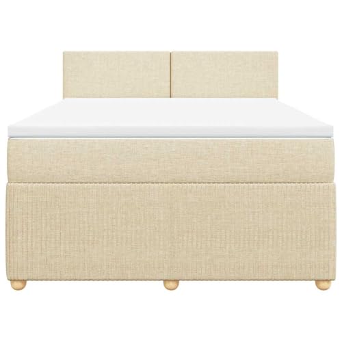 HEFZGDB Boxspringbett mit Matratze Creme 140x200 cm Stoff Ehebett Gästebett Einzelbetten Bettrahmen für Herberge Wohnbereich Schlafzimmer Gästezimmer HEFZGDB Boxspringbett mit Matratze Creme 140x200 cm Stoff Ehebett Gästebett Einzelbetten Bettrahmen für Herberge Wohnbereich Schlafzimmer Gästezimmer von HEFZGDB