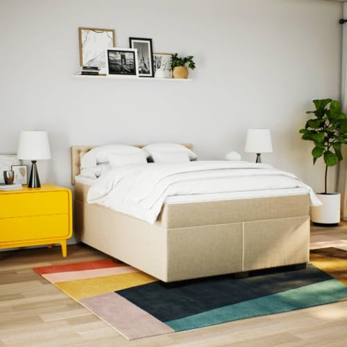 HEFZGDB Boxspringbett mit Matratze Creme 160x200 cm Stoff Daybed Gästebett Bettgestell Einzelbett für Gästezimmer Schlafzimmer Wohnbereich Herberge HEFZGDB Boxspringbett mit Matratze Creme 160x200 cm Stoff Daybed Gästebett Bettgestell Einzelbett für Gästezimmer Schlafzimmer Wohnbereich Herberge von HEFZGDB
