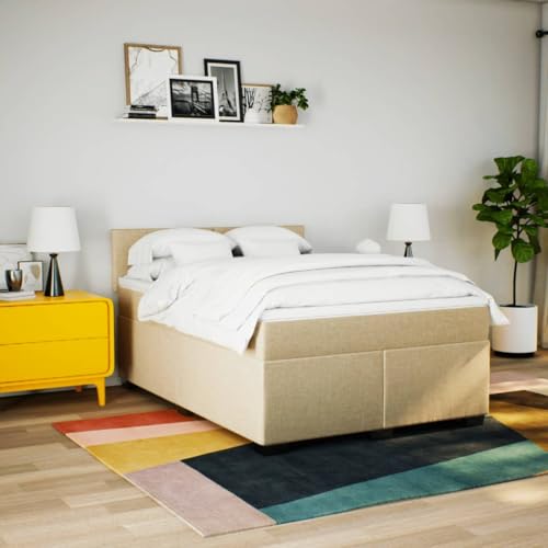 HEFZGDB Boxspringbett mit Matratze Creme 160x200 cm Stoff Daybed Gästebett Bettgestell Einzelbett für Gästezimmer Schlafzimmer Wohnbereich Herberge HEFZGDB Boxspringbett mit Matratze Creme 160x200 cm Stoff Daybed Gästebett Bettgestell Einzelbett für Gästezimmer Schlafzimmer Wohnbereich Herberge von HEFZGDB