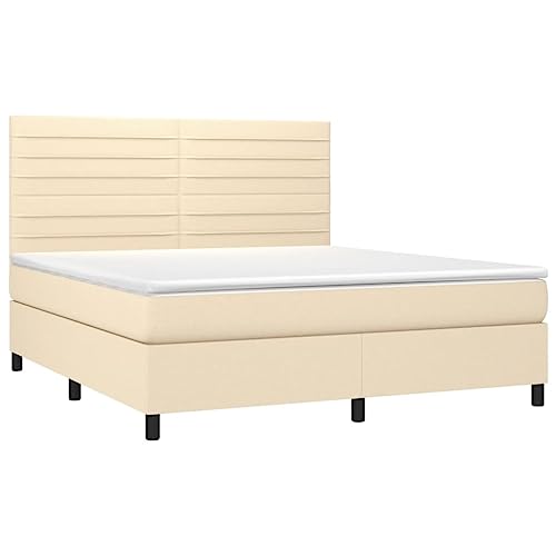 HEFZGDB Boxspringbett mit Matratze Creme 160x200 cm Stoff Double Bed Gästebett Bed Frame Doppelbett für Gästezimmer Wohnbereich Schlafzimmer Herberge HEFZGDB Boxspringbett mit Matratze Creme 160x200 cm Stoff Double Bed Gästebett Bed Frame Doppelbett für Gästezimmer Wohnbereich Schlafzimmer Herberge von HEFZGDB