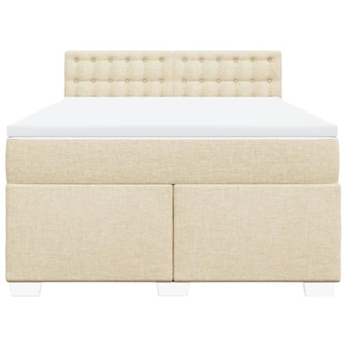 HEFZGDB Boxspringbett mit Matratze Creme 160x200 cm Stoff Ehebett Bettgestell Einzelbetten Doppelbett für Schlafzimmer Herberge Wohnbereich Gästezimmer HEFZGDB Boxspringbett mit Matratze Creme 160x200 cm Stoff Ehebett Bettgestell Einzelbetten Doppelbett für Schlafzimmer Herberge Wohnbereich Gästezimmer von HEFZGDB
