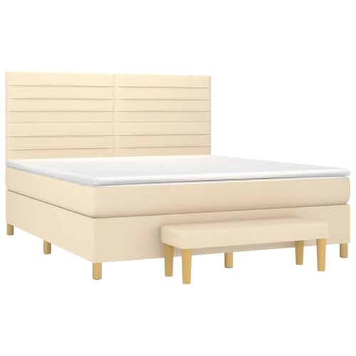 HEFZGDB Boxspringbett mit Matratze Creme 160x200 cm Stoff Guest Bed Gästebett Bed Frame Familienbett für Schlafzimmer Gästezimmer Wohnbereich Herberge HEFZGDB Boxspringbett mit Matratze Creme 160x200 cm Stoff Guest Bed Gästebett Bed Frame Familienbett für Schlafzimmer Gästezimmer Wohnbereich Herberge von HEFZGDB