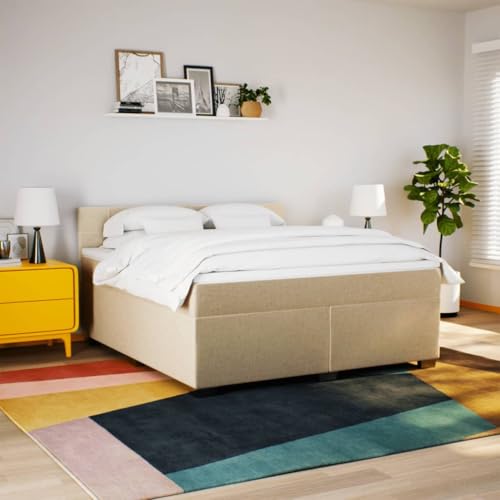 HEFZGDB Boxspringbett mit Matratze Creme 180x200 cm Stoff Daybed Gästebett Bettgestell Einzelbett für Gästezimmer Schlafzimmer Wohnbereich Herberge HEFZGDB Boxspringbett mit Matratze Creme 180x200 cm Stoff Daybed Gästebett Bettgestell Einzelbett für Gästezimmer Schlafzimmer Wohnbereich Herberge von HEFZGDB
