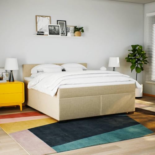 HEFZGDB Boxspringbett mit Matratze Creme 180x200 cm Stoff Daybed Gästebett Bettgestell Einzelbett für Gästezimmer Schlafzimmer Wohnbereich Herberge HEFZGDB Boxspringbett mit Matratze Creme 180x200 cm Stoff Daybed Gästebett Bettgestell Einzelbett für Gästezimmer Schlafzimmer Wohnbereich Herberge von HEFZGDB