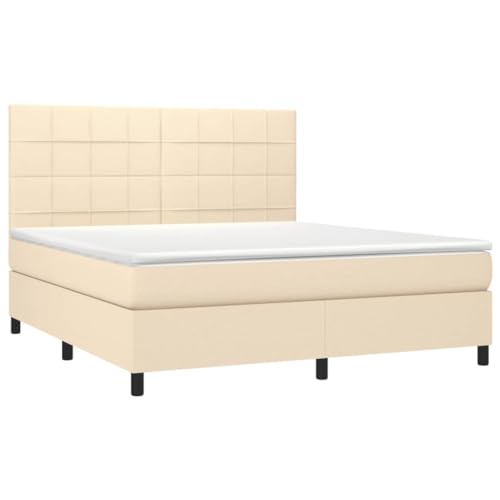 HEFZGDB Boxspringbett mit Matratze Creme 180x200 cm Stoff Double Bed Gästebett Bed Frame Doppelbett für Gästezimmer Wohnbereich Schlafzimmer Herberge HEFZGDB Boxspringbett mit Matratze Creme 180x200 cm Stoff Double Bed Gästebett Bed Frame Doppelbett für Gästezimmer Wohnbereich Schlafzimmer Herberge von HEFZGDB