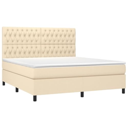 HEFZGDB Boxspringbett mit Matratze Creme 180x200 cm Stoff Double Bed Gästebett Bed Frame Doppelbett für Gästezimmer Wohnbereich Schlafzimmer Herberge HEFZGDB Boxspringbett mit Matratze Creme 180x200 cm Stoff Double Bed Gästebett Bed Frame Doppelbett für Gästezimmer Wohnbereich Schlafzimmer Herberge von HEFZGDB