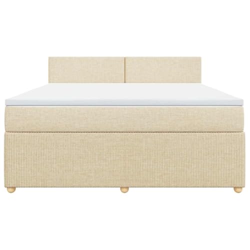 HEFZGDB Boxspringbett mit Matratze Creme 180x200 cm Stoff Ehebett Gästebett Einzelbetten Bettrahmen für Herberge Wohnbereich Schlafzimmer Gästezimmer HEFZGDB Boxspringbett mit Matratze Creme 180x200 cm Stoff Ehebett Gästebett Einzelbetten Bettrahmen für Herberge Wohnbereich Schlafzimmer Gästezimmer von HEFZGDB