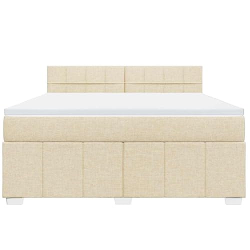 HEFZGDB Boxspringbett mit Matratze Creme 180x200 cm Stoff Jugendbett Bettgestell Familienbett Doppelbett für Gästezimmer Wohnbereich Schlafzimmer Herberge HEFZGDB Boxspringbett mit Matratze Creme 180x200 cm Stoff Jugendbett Bettgestell Familienbett Doppelbett für Gästezimmer Wohnbereich Schlafzimmer Herberge von HEFZGDB