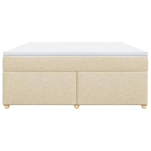 HEFZGDB Boxspringbett mit Matratze Creme 180x200 cm Stoff Jugendbett Gästebett Bettgestell Single Bed für Schlafzimmer Herberge Gästezimmer Wohnbereich HEFZGDB Boxspringbett mit Matratze Creme 180x200 cm Stoff Jugendbett Gästebett Bettgestell Single Bed für Schlafzimmer Herberge Gästezimmer Wohnbereich von HEFZGDB
