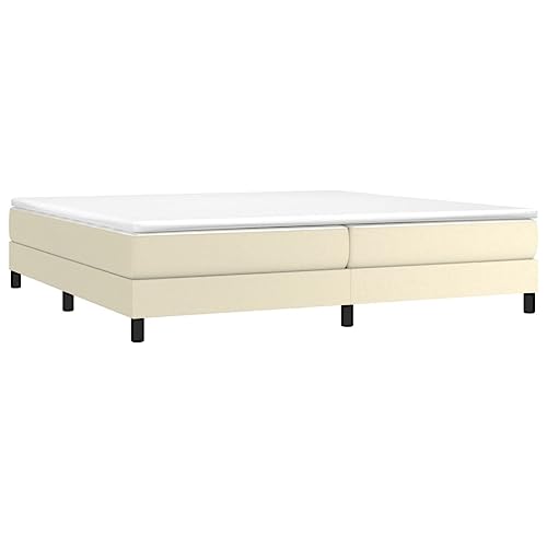HEFZGDB Boxspringbett mit Matratze Creme 200x200 cm Kunstleder Guest Bed Gästebett Bettgestell Einzelbetten für Schlafzimmer Gästezimmer Herberge Wohnbereich von HEFZGDB