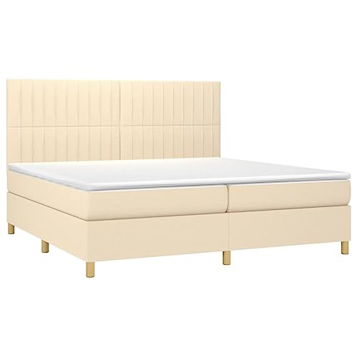 HEFZGDB Boxspringbett mit Matratze Creme 200x200 cm Stoff Daybed Gästebett Bed Frame Bettrahmen für Herberge Wohnbereich Gästezimmer Schlafzimmer HEFZGDB Boxspringbett mit Matratze Creme 200x200 cm Stoff Daybed Gästebett Bed Frame Bettrahmen für Herberge Wohnbereich Gästezimmer Schlafzimmer von HEFZGDB