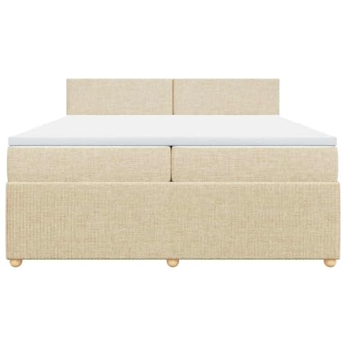 HEFZGDB Boxspringbett mit Matratze Creme 200x200 cm Stoff Ehebett Gästebett Einzelbetten Bettrahmen für Herberge Wohnbereich Schlafzimmer Gästezimmer HEFZGDB Boxspringbett mit Matratze Creme 200x200 cm Stoff Ehebett Gästebett Einzelbetten Bettrahmen für Herberge Wohnbereich Schlafzimmer Gästezimmer von HEFZGDB