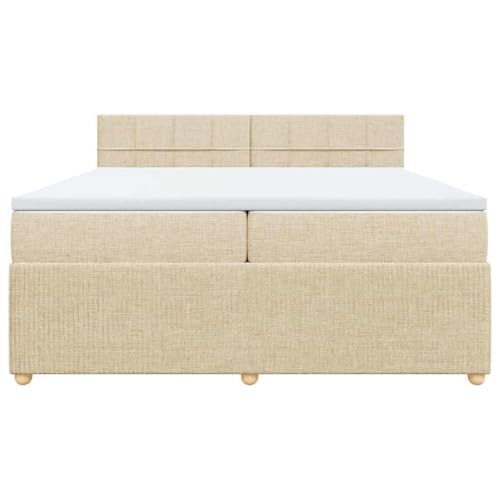HEFZGDB Boxspringbett mit Matratze Creme 200x200 cm Stoff Ehebett Gästebett Einzelbetten Bettrahmen für Herberge Wohnbereich Schlafzimmer Gästezimmer HEFZGDB Boxspringbett mit Matratze Creme 200x200 cm Stoff Ehebett Gästebett Einzelbetten Bettrahmen für Herberge Wohnbereich Schlafzimmer Gästezimmer von HEFZGDB