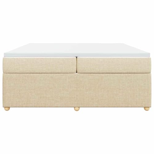 HEFZGDB Boxspringbett mit Matratze Creme 200x200 cm Stoff Jugendbett Bettgestell Bed Frame Bettrahmen für Gästezimmer Wohnbereich Herberge Schlafzimmer HEFZGDB Boxspringbett mit Matratze Creme 200x200 cm Stoff Jugendbett Bettgestell Bed Frame Bettrahmen für Gästezimmer Wohnbereich Herberge Schlafzimmer von HEFZGDB