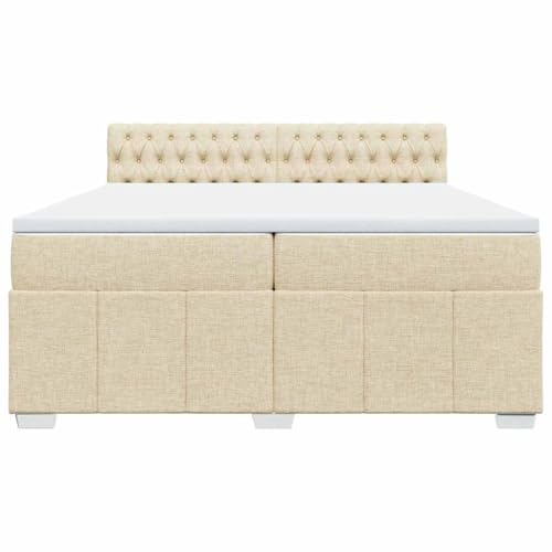 HEFZGDB Boxspringbett mit Matratze Creme 200x200 cm Stoff Jugendbett Bettgestell Familienbett Doppelbett für Gästezimmer Wohnbereich Schlafzimmer Herberge HEFZGDB Boxspringbett mit Matratze Creme 200x200 cm Stoff Jugendbett Bettgestell Familienbett Doppelbett für Gästezimmer Wohnbereich Schlafzimmer Herberge von HEFZGDB