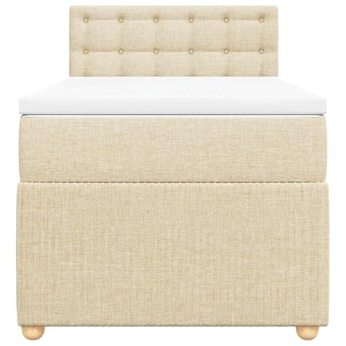 HEFZGDB Boxspringbett mit Matratze Creme 80x200 cm Stoff Ehebett Gästebett Einzelbetten Bettrahmen für Herberge Wohnbereich Schlafzimmer Gästezimmer von HEFZGDB