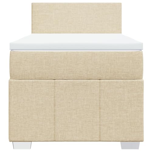 HEFZGDB Boxspringbett mit Matratze Creme 80x200 cm Stoff Jugendbett Bettgestell Familienbett Doppelbett für Gästezimmer Wohnbereich Schlafzimmer Herberge HEFZGDB Boxspringbett mit Matratze Creme 80x200 cm Stoff Jugendbett Bettgestell Familienbett Doppelbett für Gästezimmer Wohnbereich Schlafzimmer Herberge von HEFZGDB