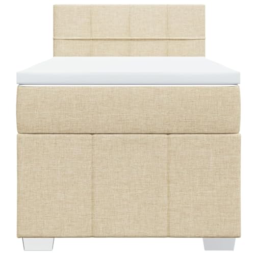 HEFZGDB Boxspringbett mit Matratze Creme 80x200 cm Stoff Jugendbett Bettgestell Familienbett Doppelbett für Gästezimmer Wohnbereich Schlafzimmer Herberge HEFZGDB Boxspringbett mit Matratze Creme 80x200 cm Stoff Jugendbett Bettgestell Familienbett Doppelbett für Gästezimmer Wohnbereich Schlafzimmer Herberge von HEFZGDB
