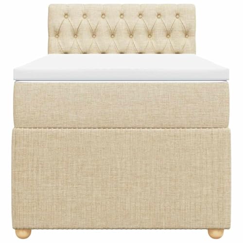 HEFZGDB Boxspringbett mit Matratze Creme 90x190 cm Stoff Ehebett Gästebett Einzelbetten Bettrahmen für Herberge Wohnbereich Schlafzimmer Gästezimmer HEFZGDB Boxspringbett mit Matratze Creme 90x190 cm Stoff Ehebett Gästebett Einzelbetten Bettrahmen für Herberge Wohnbereich Schlafzimmer Gästezimmer von HEFZGDB