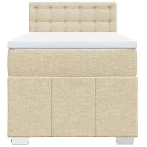 HEFZGDB Boxspringbett mit Matratze Creme 90x190 cm Stoff Jugendbett Bettgestell Familienbett Doppelbett für Gästezimmer Wohnbereich Schlafzimmer Herberge HEFZGDB Boxspringbett mit Matratze Creme 90x190 cm Stoff Jugendbett Bettgestell Familienbett Doppelbett für Gästezimmer Wohnbereich Schlafzimmer Herberge von HEFZGDB