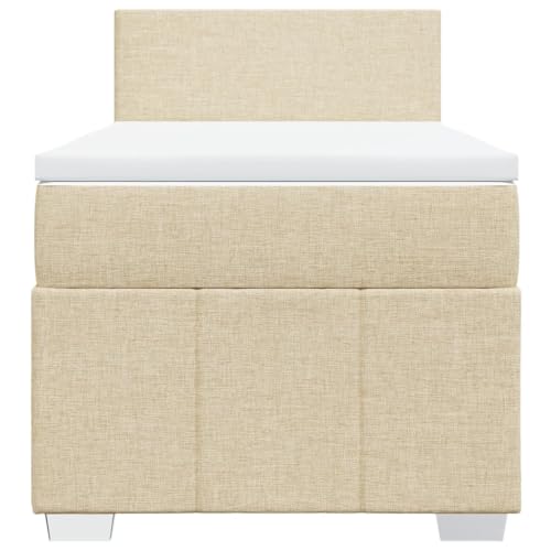 HEFZGDB Boxspringbett mit Matratze Creme 90x190 cm Stoff Jugendbett Bettgestell Familienbett Doppelbett für Gästezimmer Wohnbereich Schlafzimmer Herberge HEFZGDB Boxspringbett mit Matratze Creme 90x190 cm Stoff Jugendbett Bettgestell Familienbett Doppelbett für Gästezimmer Wohnbereich Schlafzimmer Herberge von HEFZGDB
