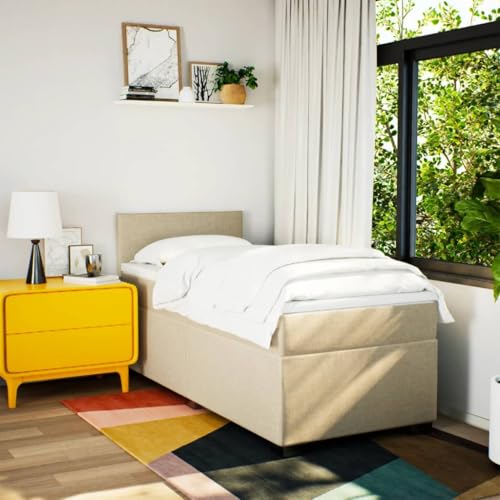HEFZGDB Boxspringbett mit Matratze Creme 90x200 cm Stoff Daybed Gästebett Bettgestell Einzelbett für Gästezimmer Schlafzimmer Wohnbereich Herberge HEFZGDB Boxspringbett mit Matratze Creme 90x200 cm Stoff Daybed Gästebett Bettgestell Einzelbett für Gästezimmer Schlafzimmer Wohnbereich Herberge von HEFZGDB