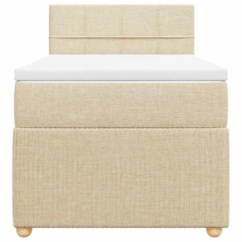 HEFZGDB Boxspringbett mit Matratze Creme 90x200 cm Stoff Ehebett Gästebett Einzelbetten Bettrahmen für Herberge Wohnbereich Schlafzimmer Gästezimmer HEFZGDB Boxspringbett mit Matratze Creme 90x200 cm Stoff Ehebett Gästebett Einzelbetten Bettrahmen für Herberge Wohnbereich Schlafzimmer Gästezimmer von HEFZGDB