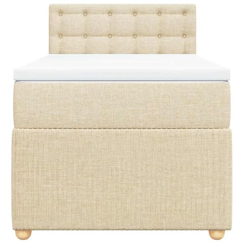 HEFZGDB Boxspringbett mit Matratze Creme 90x200 cm Stoff Ehebett Gästebett Einzelbetten Bettrahmen für Herberge Wohnbereich Schlafzimmer Gästezimmer HEFZGDB Boxspringbett mit Matratze Creme 90x200 cm Stoff Ehebett Gästebett Einzelbetten Bettrahmen für Herberge Wohnbereich Schlafzimmer Gästezimmer von HEFZGDB