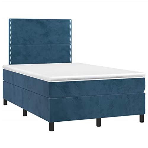 HEFZGDB Boxspringbett mit Matratze Dunkelblau 120x200 cm Samt Daybed Gästebett Bettgestell Einzelbett für Gästezimmer Herberge Schlafzimmer Wohnbereich von HEFZGDB