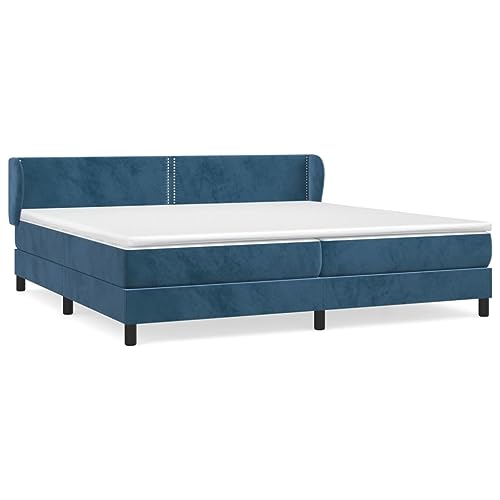 HEFZGDB Boxspringbett mit Matratze Dunkelblau 200x200 cm Samt Jugendbett Gästebett Bettgestell Single Bed für Gästezimmer Wohnbereich Schlafzimmer Herberge von HEFZGDB