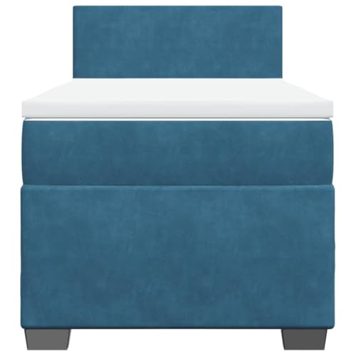 HEFZGDB Boxspringbett mit Matratze Dunkelblau 80x200 cm Samt Einzelbett Familienbett Einzelbetten Doppelbett für Schlafzimmer Gästezimmer Herberge Wohnbereich von HEFZGDB