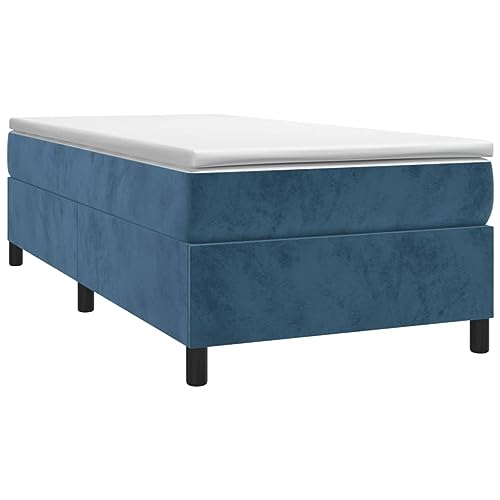 HEFZGDB Boxspringbett mit Matratze Dunkelblau 90x200 cm Samt Bette Gästebett Bettgestell Doppelbett für Gästezimmer Schlafzimmer Wohnbereich Herberge von HEFZGDB