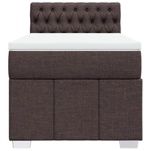 HEFZGDB Boxspringbett mit Matratze Dunkelbraun 100x200 cm Stoff Jugendbett Bettgestell Familienbett Doppelbett für Gästezimmer Wohnbereich Schlafzimmer Herberge von HEFZGDB