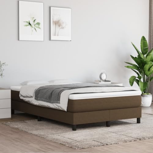 HEFZGDB Boxspringbett mit Matratze Dunkelbraun 120x190 cm Stoff Jugendbett Gästebett Familienbett Bettrahmen für Wohnbereich Herberge Gästezimmer Schlafzimmer von HEFZGDB