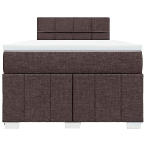 HEFZGDB Boxspringbett mit Matratze Dunkelbraun 120x200 cm Stoff Jugendbett Bettgestell Familienbett Doppelbett für Gästezimmer Wohnbereich Schlafzimmer Herberge von HEFZGDB