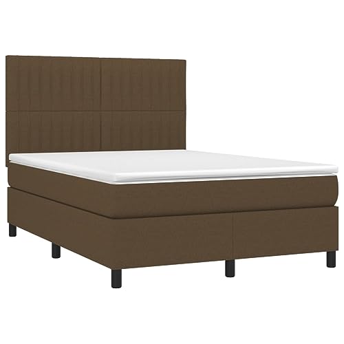 HEFZGDB Boxspringbett mit Matratze Dunkelbraun 140x200 cm Stoff Double Bed Gästebett Bed Frame Doppelbett für Gästezimmer Wohnbereich Schlafzimmer Herberge von HEFZGDB