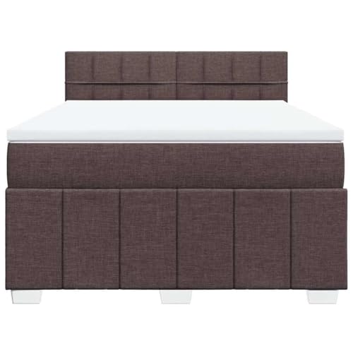 HEFZGDB Boxspringbett mit Matratze Dunkelbraun 140x200 cm Stoff Jugendbett Bettgestell Familienbett Doppelbett für Gästezimmer Wohnbereich Schlafzimmer Herberge von HEFZGDB