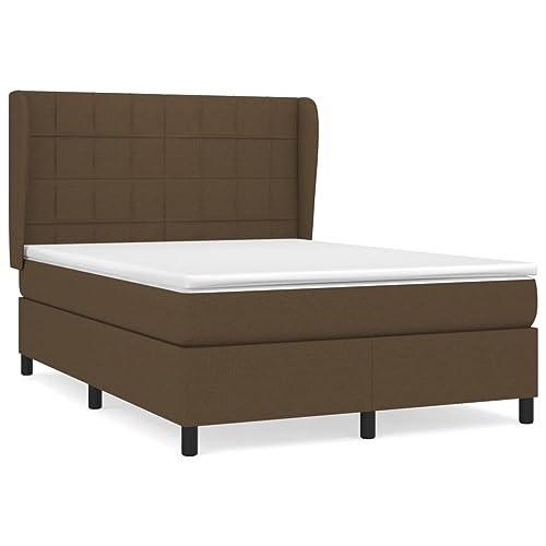HEFZGDB Boxspringbett mit Matratze Dunkelbraun 140x200 cm Stoff Single Bed Gästebett Doppelbett Bettrahmen für Herberge Schlafzimmer Gästezimmer Wohnbereich von HEFZGDB