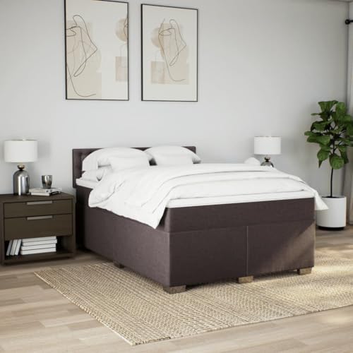 HEFZGDB Boxspringbett mit Matratze Dunkelbraun 160x200 cm Stoff Daybed Gästebett Bettgestell Einzelbett für Gästezimmer Schlafzimmer Wohnbereich Herberge von HEFZGDB