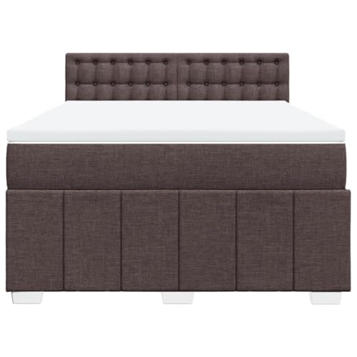 HEFZGDB Boxspringbett mit Matratze Dunkelbraun 160x200 cm Stoff Jugendbett Bettgestell Familienbett Doppelbett für Gästezimmer Wohnbereich Schlafzimmer Herberge von HEFZGDB