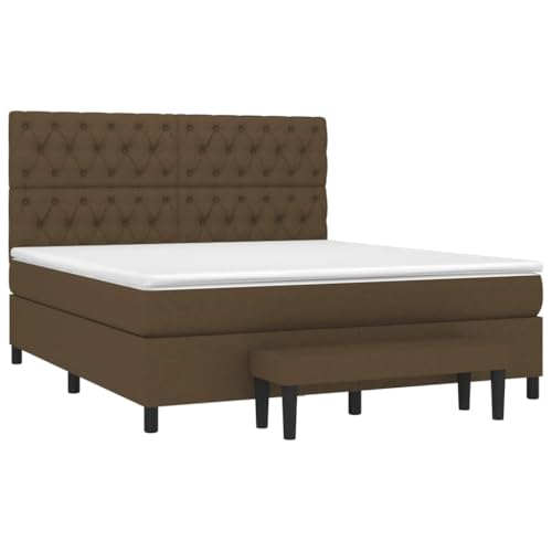 HEFZGDB Boxspringbett mit Matratze Dunkelbraun 160x200 cm Stoff Jugendbett Gästebett Bed Frame Einzelbett für Schlafzimmer Gästezimmer Herberge Wohnbereich HEFZGDB Boxspringbett mit Matratze Dunkelbraun 160x200 cm Stoff Jugendbett Gästebett Bed Frame Einzelbett für Schlafzimmer Gästezimmer Herberge Wohnbereich von HEFZGDB