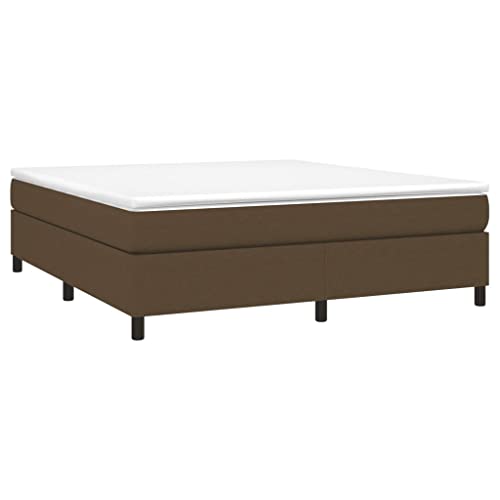 HEFZGDB Boxspringbett mit Matratze Dunkelbraun 160x200 cm Stoff Jugendbett Gästebett Familienbett Bettrahmen für Wohnbereich Herberge Gästezimmer Schlafzimmer von HEFZGDB