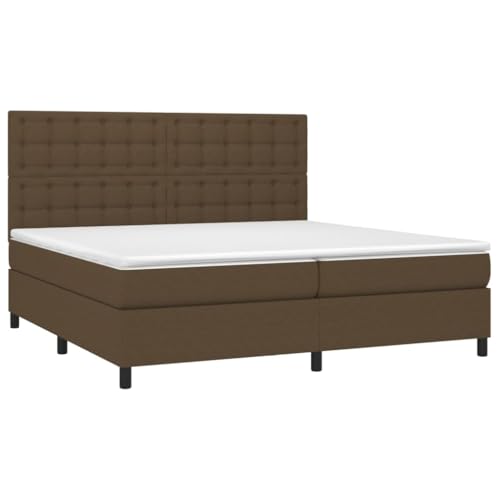 HEFZGDB Boxspringbett mit Matratze Dunkelbraun 200x200 cm Stoff Double Bed Gästebett Bed Frame Doppelbett für Gästezimmer Wohnbereich Schlafzimmer Herberge von HEFZGDB