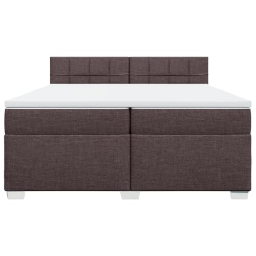 HEFZGDB Boxspringbett mit Matratze Dunkelbraun 200x200 cm Stoff Ehebett Bettgestell Einzelbetten Doppelbett für Schlafzimmer Herberge Wohnbereich Gästezimmer von HEFZGDB