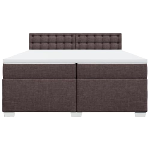 HEFZGDB Boxspringbett mit Matratze Dunkelbraun 200x200 cm Stoff Ehebett Bettgestell Einzelbetten Doppelbett für Schlafzimmer Herberge Wohnbereich Gästezimmer von HEFZGDB
